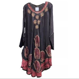 Umbrella Cut Floral Tunic - Maroon